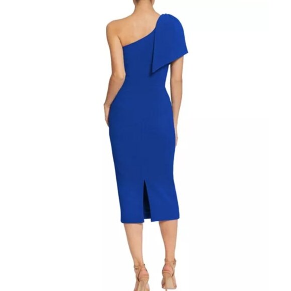 Dress The Population Blue Tiffany One Shoulder Midi Dress - Picture 3 of 15